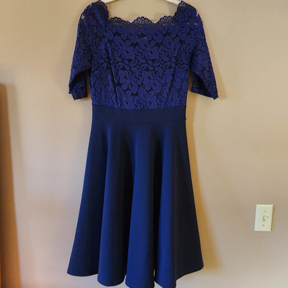 Navy lacey A-line